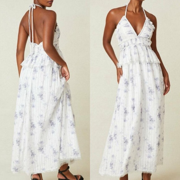 🐚 LOVE SHACK FANCY PURPLE WHITE SILVER BRIAR DRESS IN MISTY SEA! - Picture 5 of 16